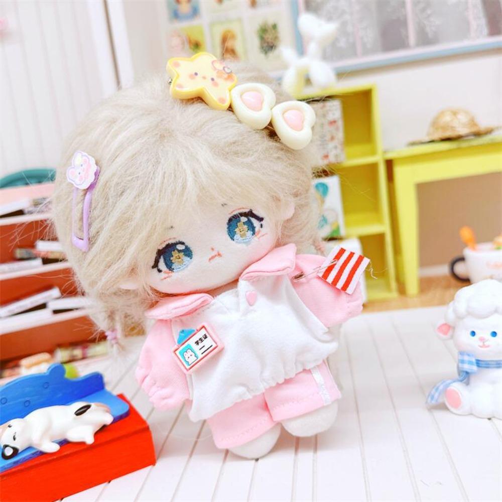 Plush Stuffed 10CM Doll Clothes T-shirt No Attributes Dolls Clothes Pink T-shirt Pants Set  Girls
