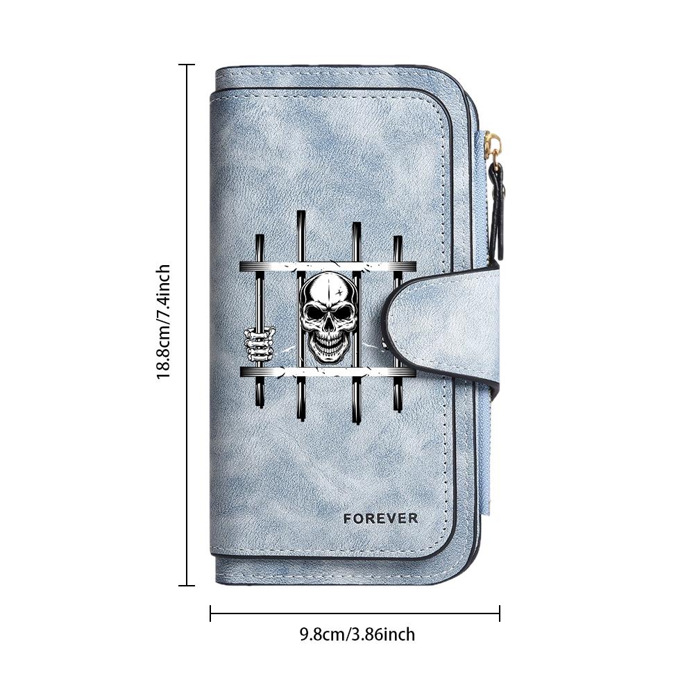 Gothic Skull Print Long Wallet Forever Style Multi Slot Card Holder