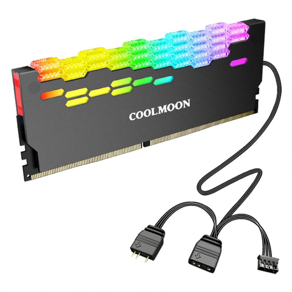 COOLMOON DDR3 DDR4 Memory Heatsink RA-2 RAM Heatsink 5V ARGB Brilliant Light Desktop Memory Cooler Computer