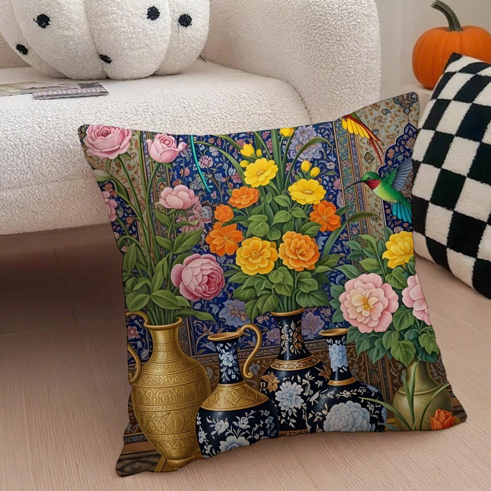 Exotic Gorgeous Exquisite Persian Art Cushion Cover Throw Pillow Cover Hidden Button Durable Polyester Chair Cushion