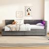 Upholstered Bed Extendable Sofa Bed 90x200cm with Slatted Frame, Multifunctional Bed Made of Skin-Friendly Velvet Fabric