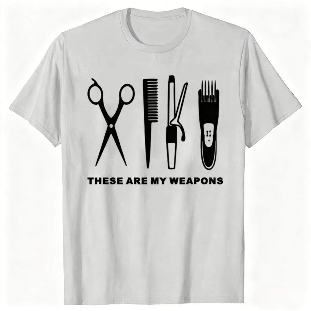 Funny Barber Weapons Graphic T-shirts Men Women's Scissors Casual Tshirt 100% Cotton Loose Heartbeat of Hairdresser T Shirt