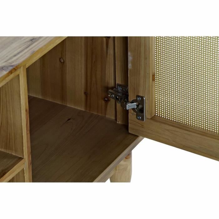 Meuble TV - Balinais - Sapin - Rotin - 140 Cm - 2 Portes - Marron