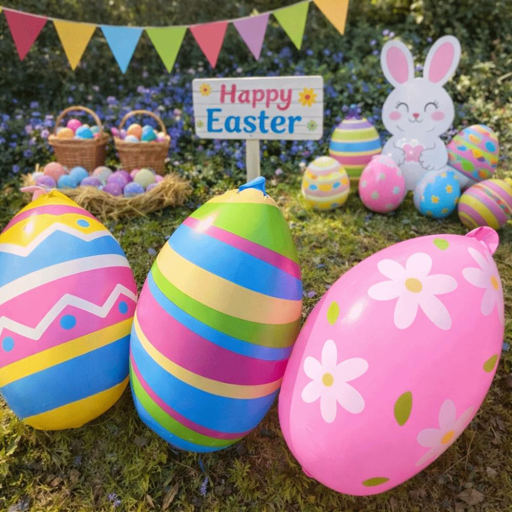 PVC Material Easter Party Decoration Heavy-Duty Plastic Inflatable Easter Egg  Children Favor