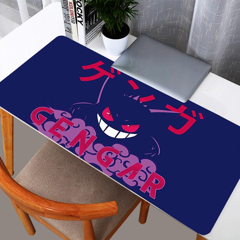 Menacing Gengar Large Desk Mat Fiery Purple Aesthetic Gaming Mouse Pad