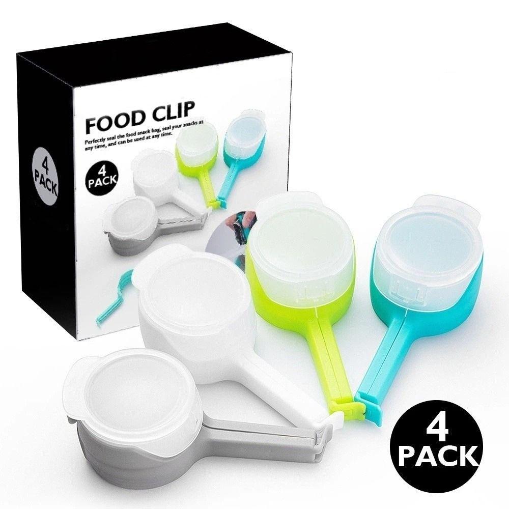 4 pcs Pour Spout Food Bag Clips Plastic Snack Bag Sealer Bag Sealer Clips Pet Food Storage