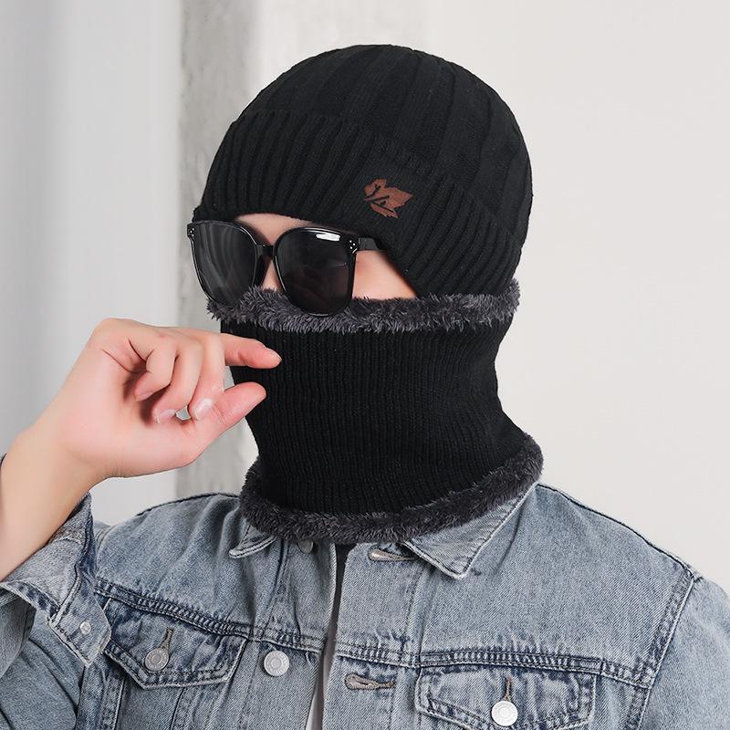 

Мужской и женский шерстяной зимний набор шапка и шарф: На флисовой подкладке, защита от холода и ушей, вязаный для использования на открытом воздухе. One Size