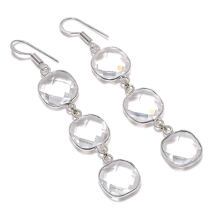 

Серьги ручной работы из стерлингового серебра 925 пробы с натуральным белым топазом 2,76 дюйма J1U82