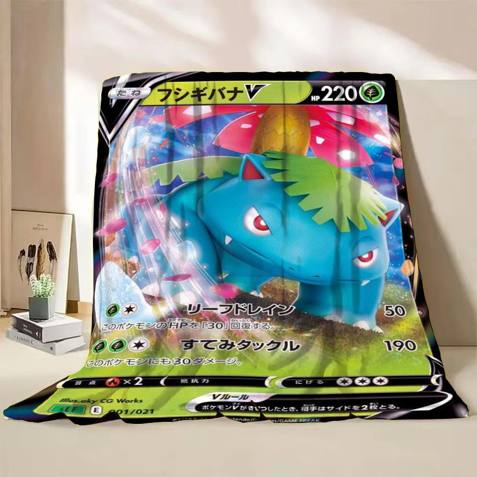 Pokémon Kaart Karakter Cartoon Flanellen Plaid Deken voor Slaapkamer Bed Bank Lunchpauze Picknick Reisdekens Kinderen Zachte Cadeaus