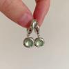 Mint Green Cat's Eye Stone Pendant Ear Buckles with Cool Light Luxury High-end Feel Earrings Retro Exquisite and Simple Earrings