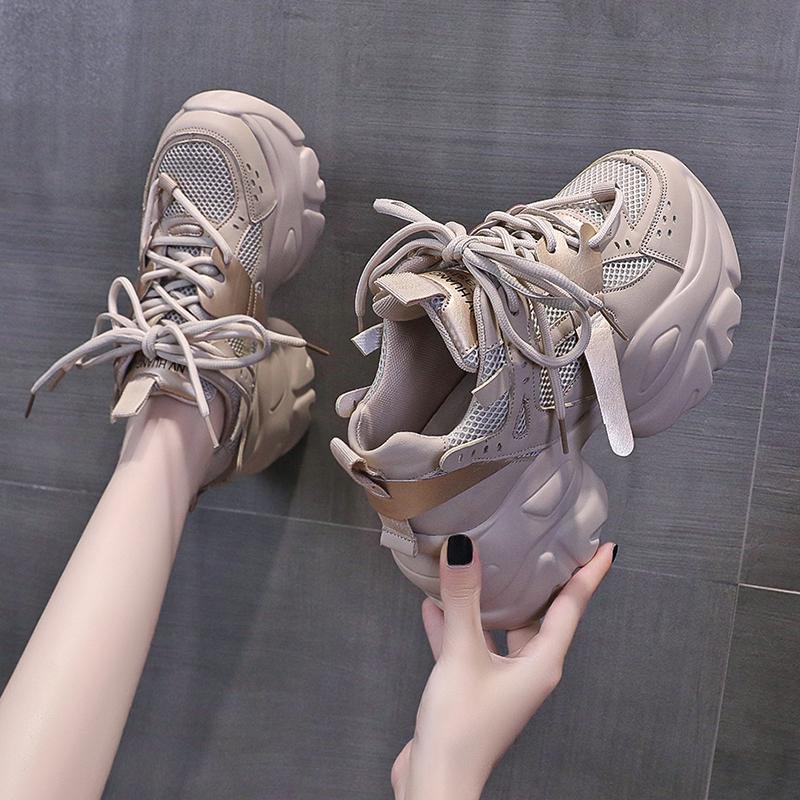 

Breathable Sporty Casual Shoes Women s Autumn 2025 New Style Versatile Thick Base Increased Heel Sneakers Other Toe Shape 34 верблюд