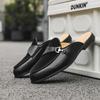 Fashion Classic Breathable Men's Half Slippers Casual Leathe Male Muller Shoes Simple Comfy Lazy Flats Handmade Casual Shoes Half Drag