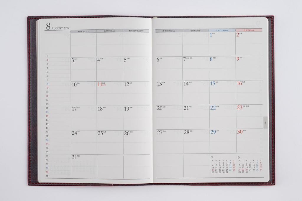 Takahashi 2026 A5 Weekly Desk Casual 432 December Diary, 2, Red, No. (Starts 2025)