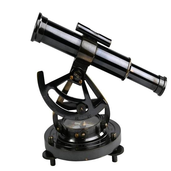Brass Alidade Telescope with Compass Nautical Maritime Decor
