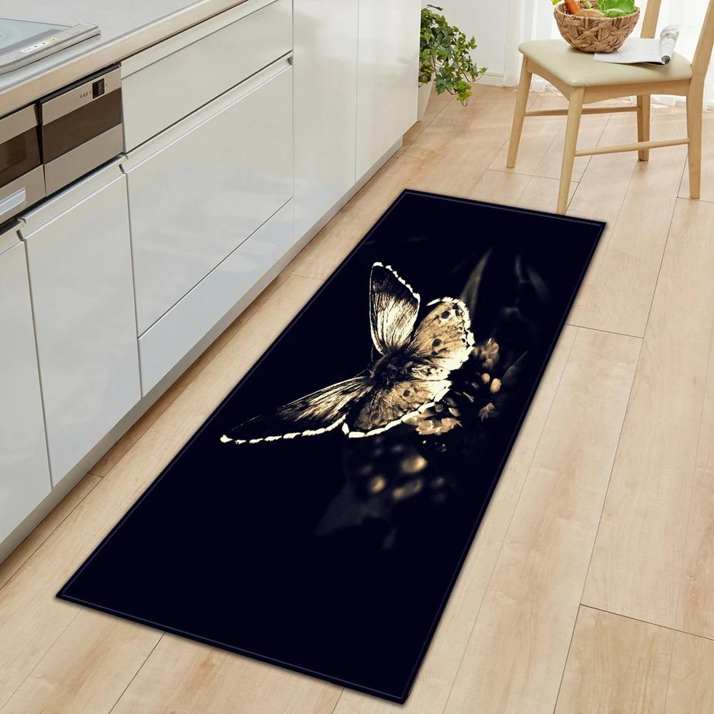 Butterfly Flower Pattern Home Kitchen Floor Mat Door Front Decoration Floor Mat