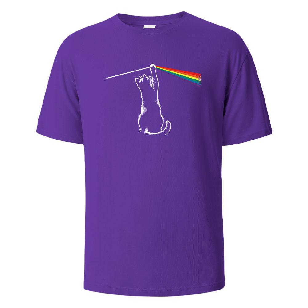 Cat Light Simplicity Printed Mens TShirts 100Cotton Breathable Comfortable Tops For Men Summer Oneck Oversize Men Clothing