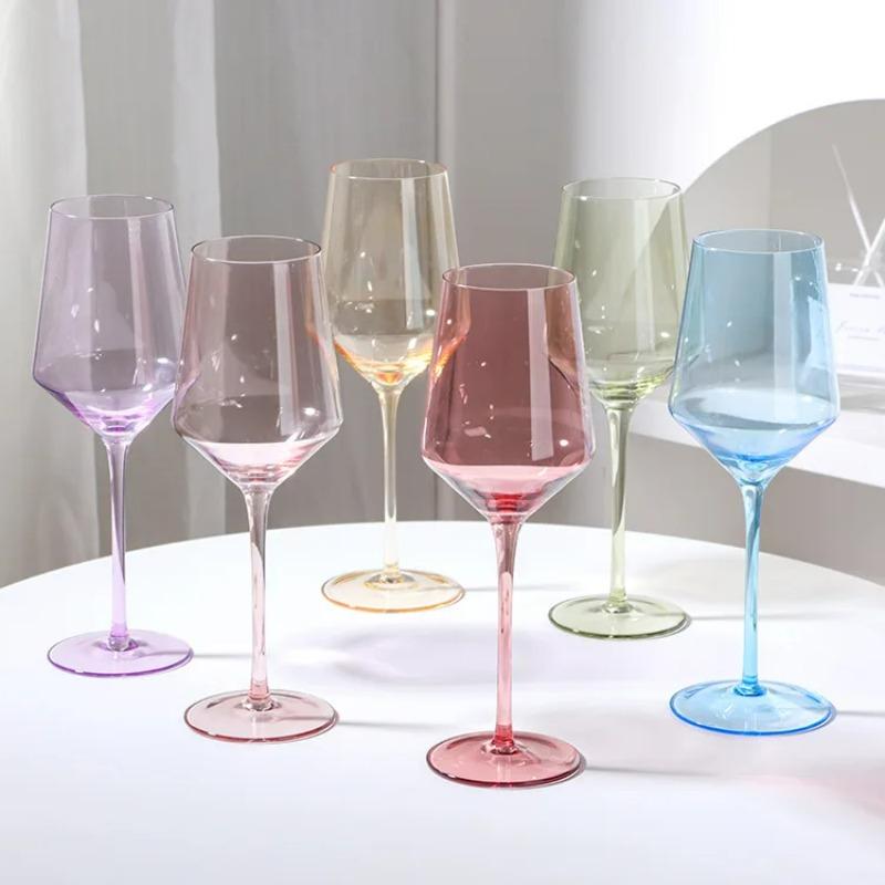 Creative Colorful Crystal Wine Glass Set Color Changing Stemware for Red White Wine