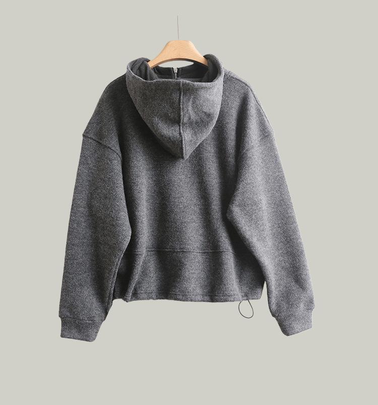 Women's Plus Velvet Thickened Hooded Sweatshirt - Autumn/Winter Casual Loose Slimming Fleece Top