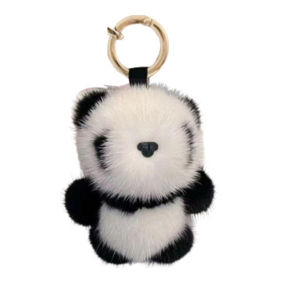 Animal Dolls Panda Furry KeyChain Imitation Mink Fur Mink Hair Keyrings  Bag Charm