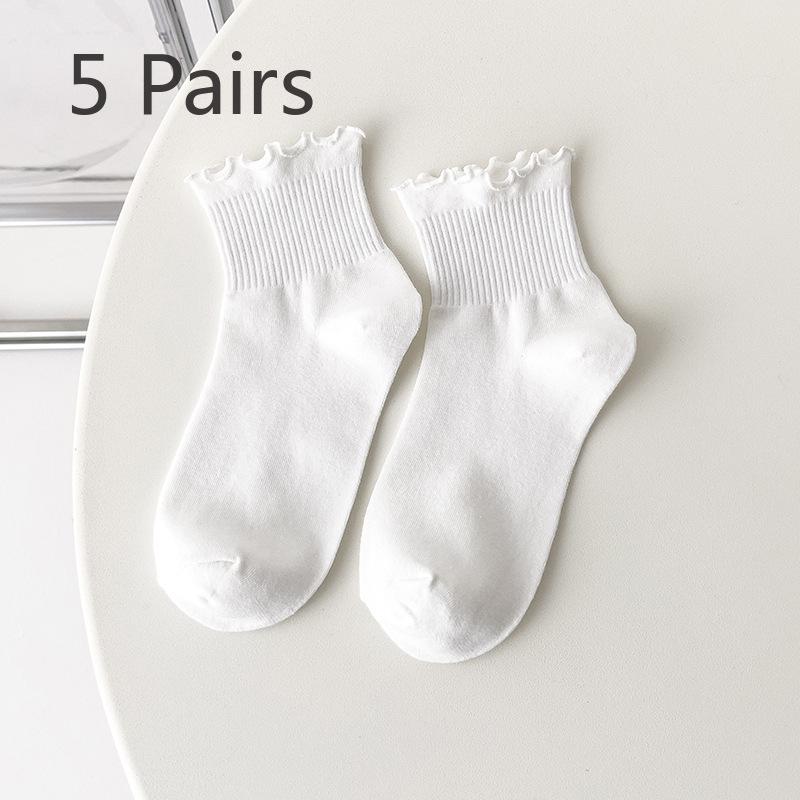 

5 пар женских носков с деревянными ушками и кружевом, весенние и летние носки, милые летние тонкие короткие носки 5 Pairs