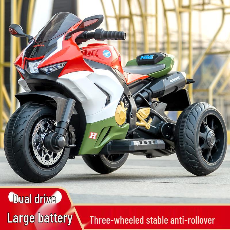 Electric Ride-On Tricycle for Kids with Remote Control, Dual Drive, Rechargeable Battery, Suitable for Boys and Girls.