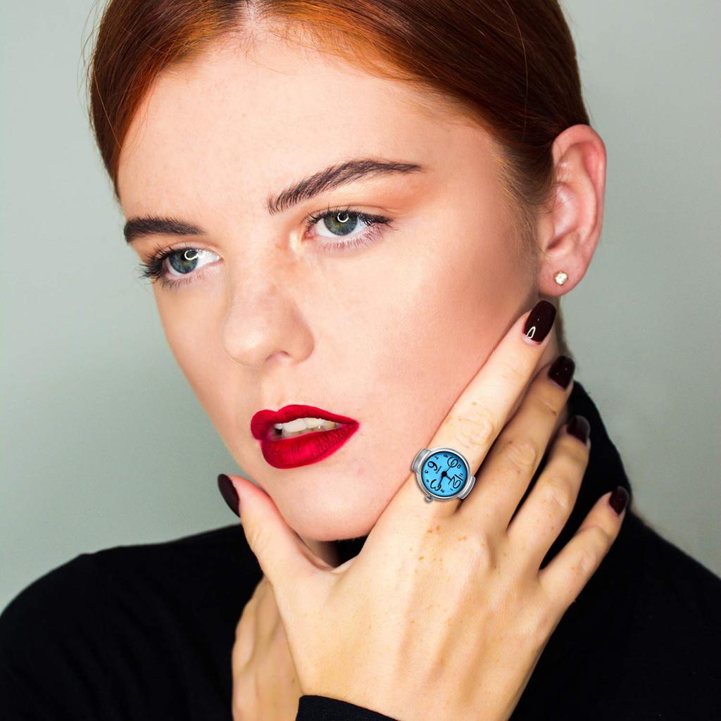 JEWELRYWE Stainless Steel Link Watch One Size Fits Analog Quartz Fashion Christmas Gift Ring, Popular, Waterproof, Most, Movement, Business, Casual,