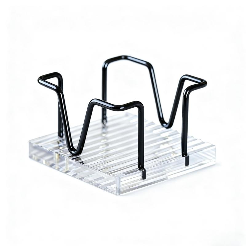 

Iron Wire Note Block Stand with Acrylic Base Desktop Memo Sheet Storage Box Note Organizers For Office Desk Organization чорний