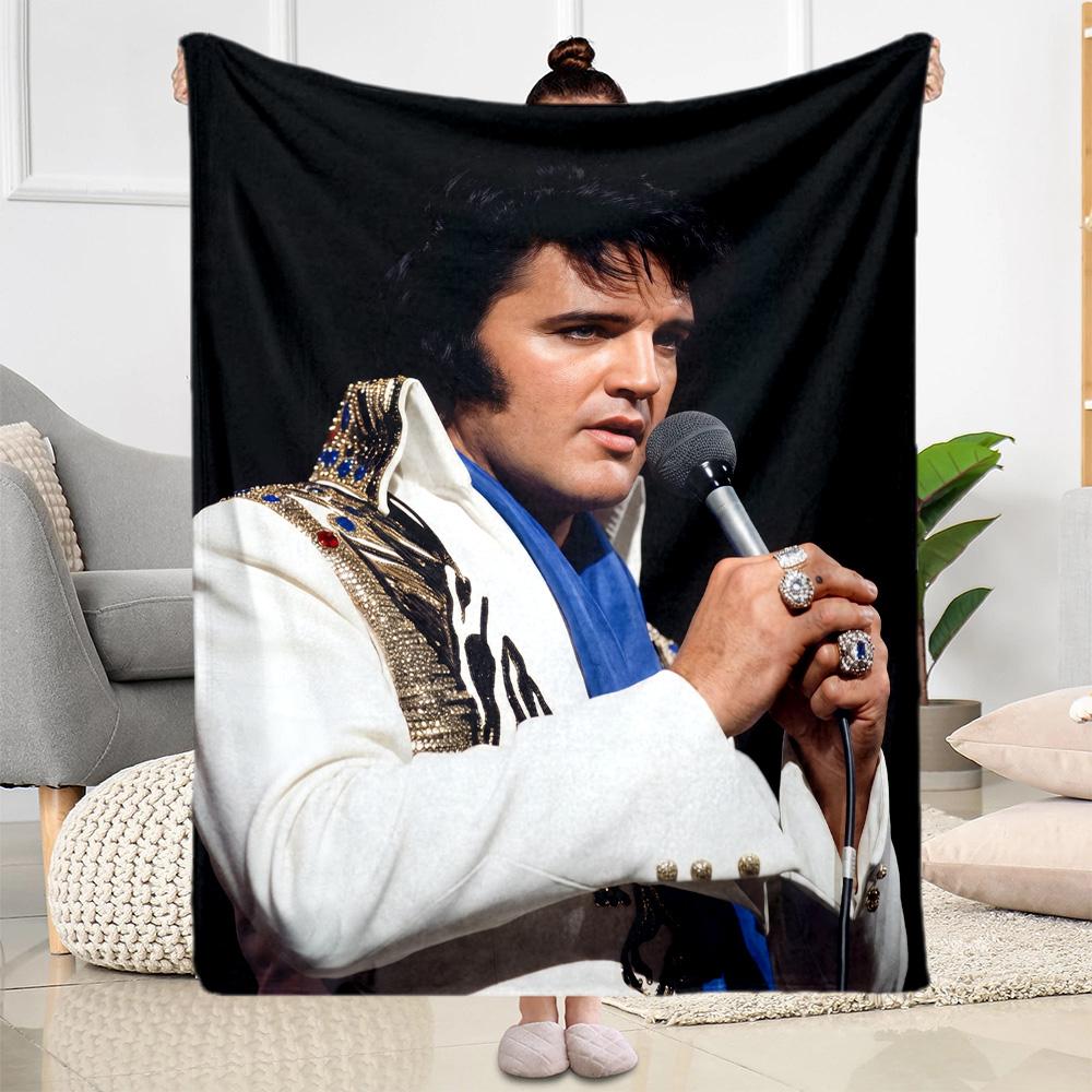 Elvis Presley Guitar Icon Blanket Soft Warm Cozy Suitable for Seaside Picnics Bedding Four Seasons Multipurpose Digital Print