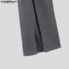 INCERUN Pantaloni lungi casual pentru bărbați, cu fermoar și nasturi în față, despărțiți în cruce