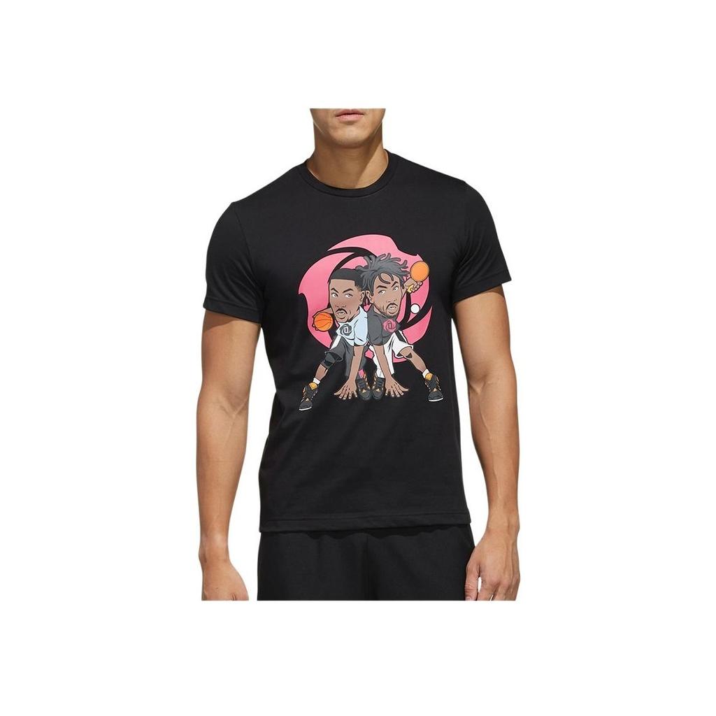 Adidas Rose Geek Up Series Basketball Comfortable Casual Breathable Short Sleeve T-Shirt Men Tops Black DX6948