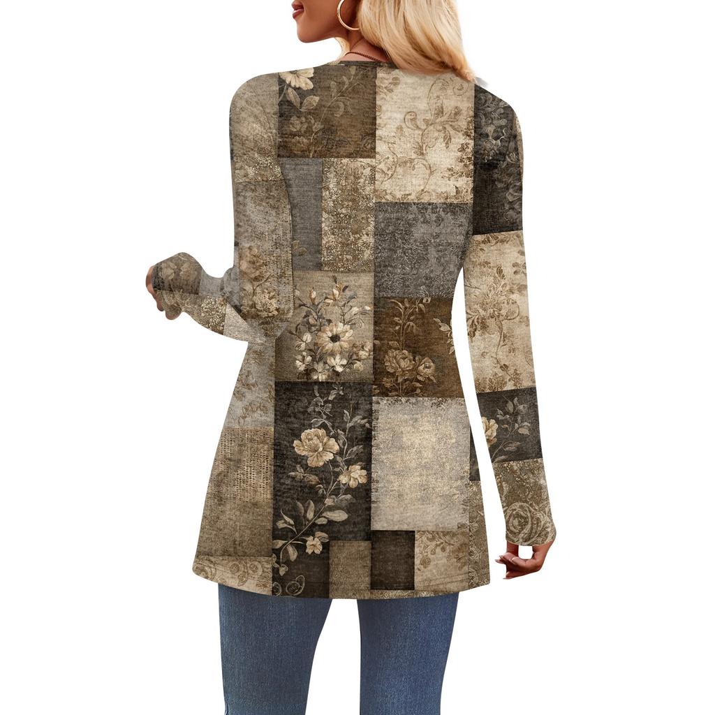 Women's Fashion Casual Long Sleeve Solid Color Shirt Women's V-Neck Tops