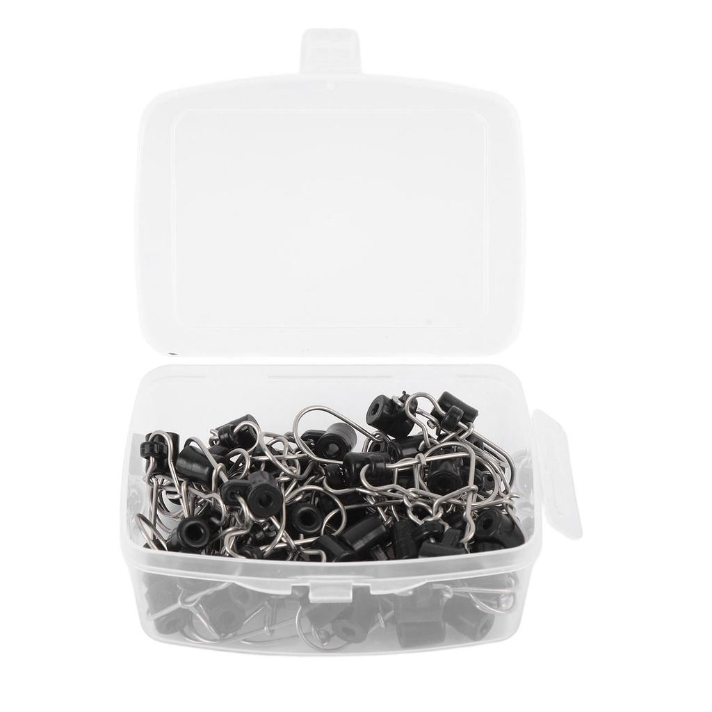 50PCS Fishing Line Sinker Slides Stainless Steel Double Lock Heavy Duty Sinker Slider with Box