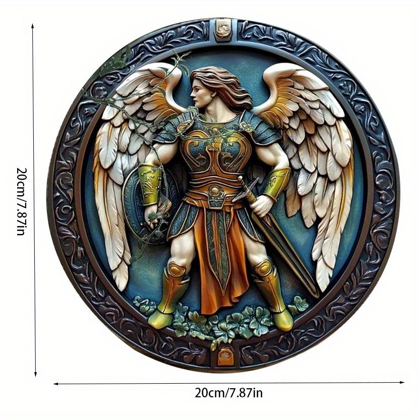 

2d Плоска 20*20см, Ангел Воїн Міфічний Герой Декоративна Дерев яна Табличка, Традиційний Стиль Настінна Підвісна Вивіска для Дому, для Дому, Кухні, Спальні, Бару. 20x20cm