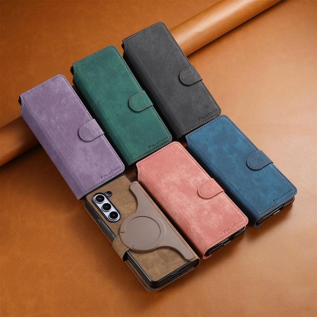 2 in 1 Detachable  Magnetic Flip Phone Case For Samsung Galaxy Z Fold 7 6 5 5G Fold6 Fold7 Cards Solt Wallet Removable Bag Cover