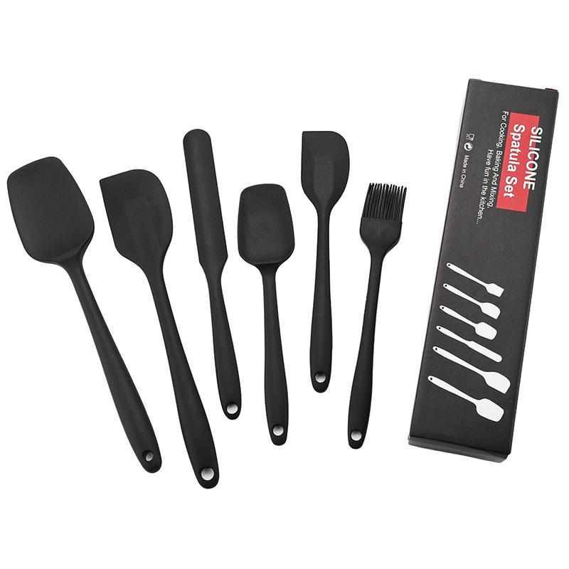 

6 шт. силиконовые инструменты для выпечки набор мини скребок шпатель для украшения торта антипригарные кухонные принадлежности с термостойкой ручкой чёрный