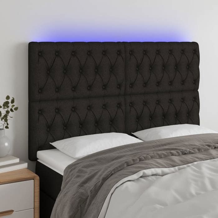 VidaXL Tête de Lit à LED Meuble de Chambre à Coucher Accessoire de Lit Double Tête de Cadre de Lit Intérieur Noir 3122768