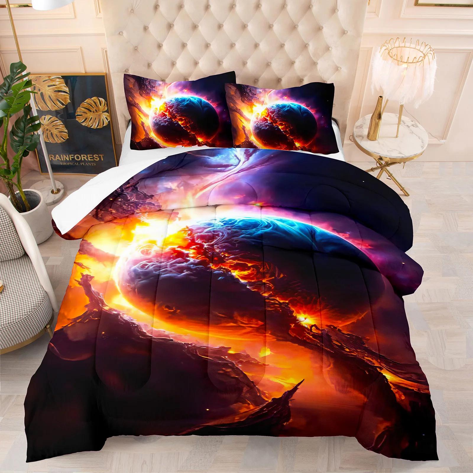 

3Pcs Starry Night Series Bedding Set Astronauts Chess Theme Duvet Cover Set Home Decor Full Queen King Size Magical Gift Duvet Cover Set&EU Twin(135x200cm)