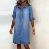 European and American Women's Clothing Summer New Wooden Ear Edge Fashion Loose Shirt Denim Skirt