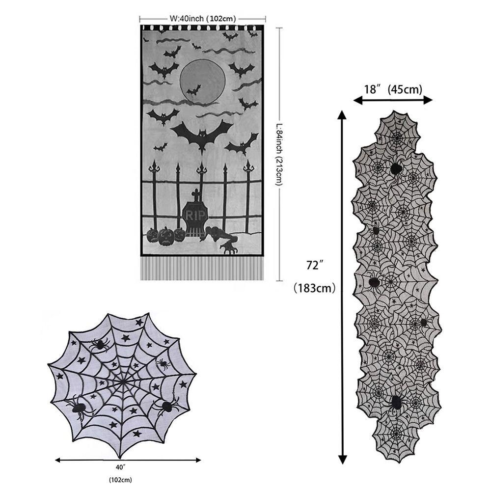 Cloth Halloween Door Curtains Table Flags Spider Web Tablecloth  Halloween