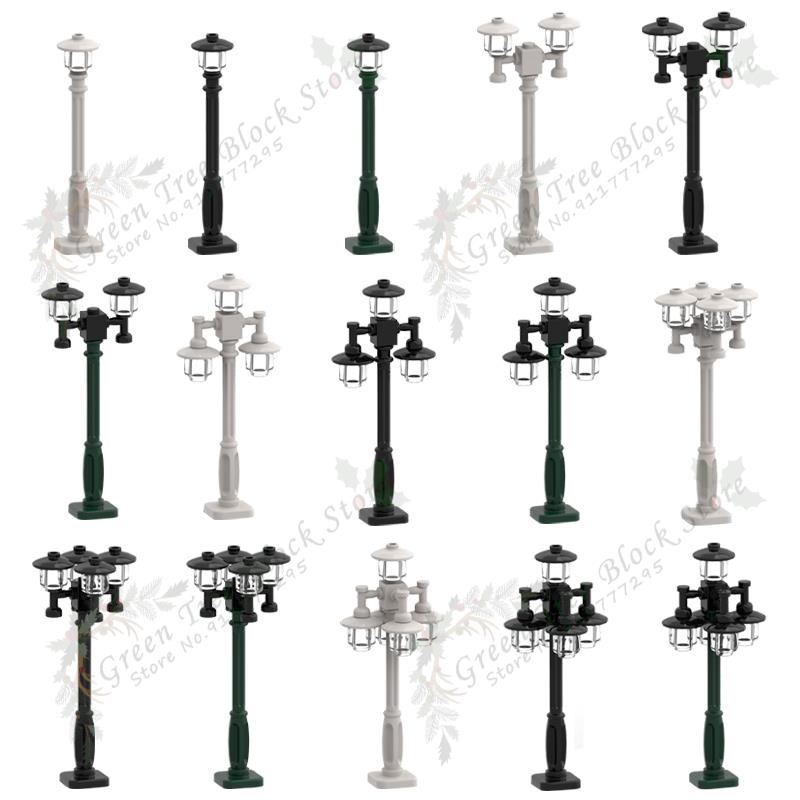 Modele Semafor Seria Oraș MOC Blocuri de Construcție DIY Asamblare Lampă Stradală Bancă Accesorii Cărămizi Jucării Educative Pentru Copii