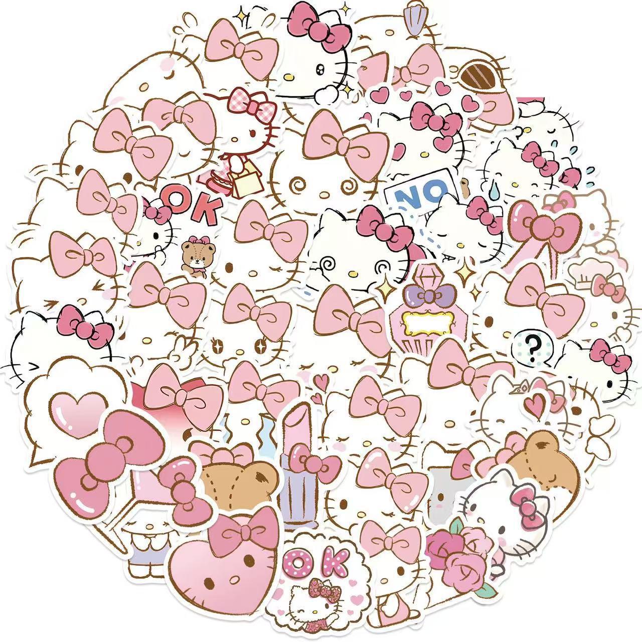 50 Cute Cartoon Cat Face Stickers: Pink Girly Creative DIY Decorative Set