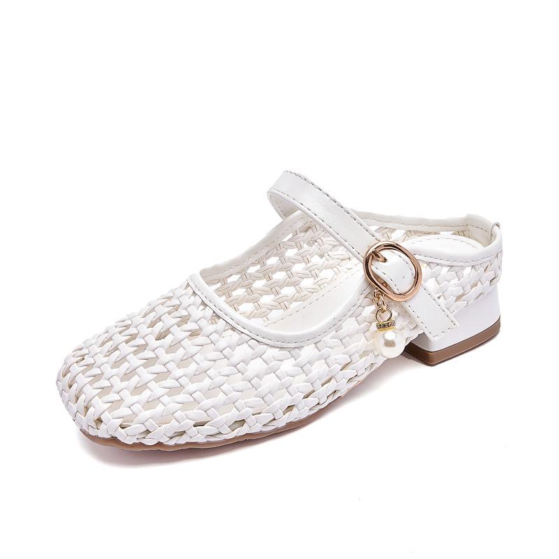 

2026 new little girl leather shoes with dress soft sole children s crystal shoes sandals 38 (inner length of shoe 23.2cm) білий
