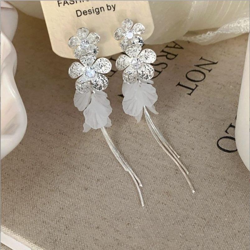 French Style Tassel Flower Earrings For Women Elegant Exaggerated Ribbon Drop Dangle Earrings Fashion Party Ear Jewelry Gifts