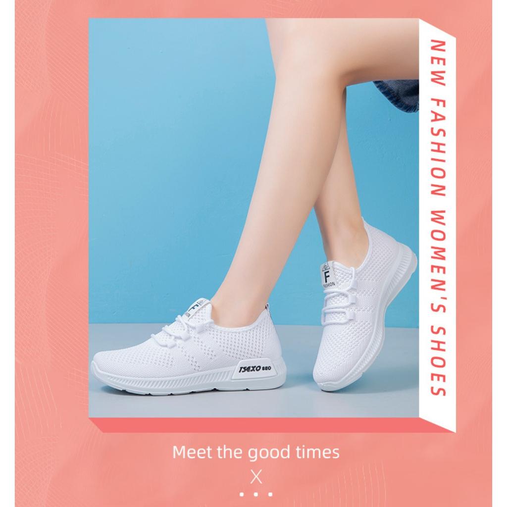 Women's Flyknit Single Shoes, Soft Soled Breathable Shoes, Casual Sports Shoes for Women