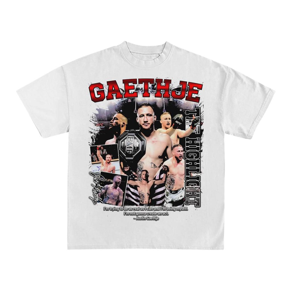 2026 Sommer UFC Justin Gaethje Kampf Grafik T-Shirt Damen Sport Baumwolle Kurzarm Locker Freizeit Fitness Shirt Unisex