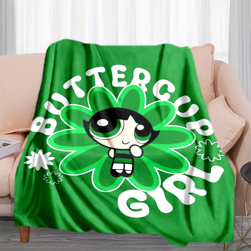 1PC The Powerpuff Girls printed blanket, all season lightweight home office outdoor nap multifunctional blanket A6