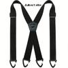 Adjustable Men's 3.8cm Wide X-Shaped Work Suspenders with 3 Clips