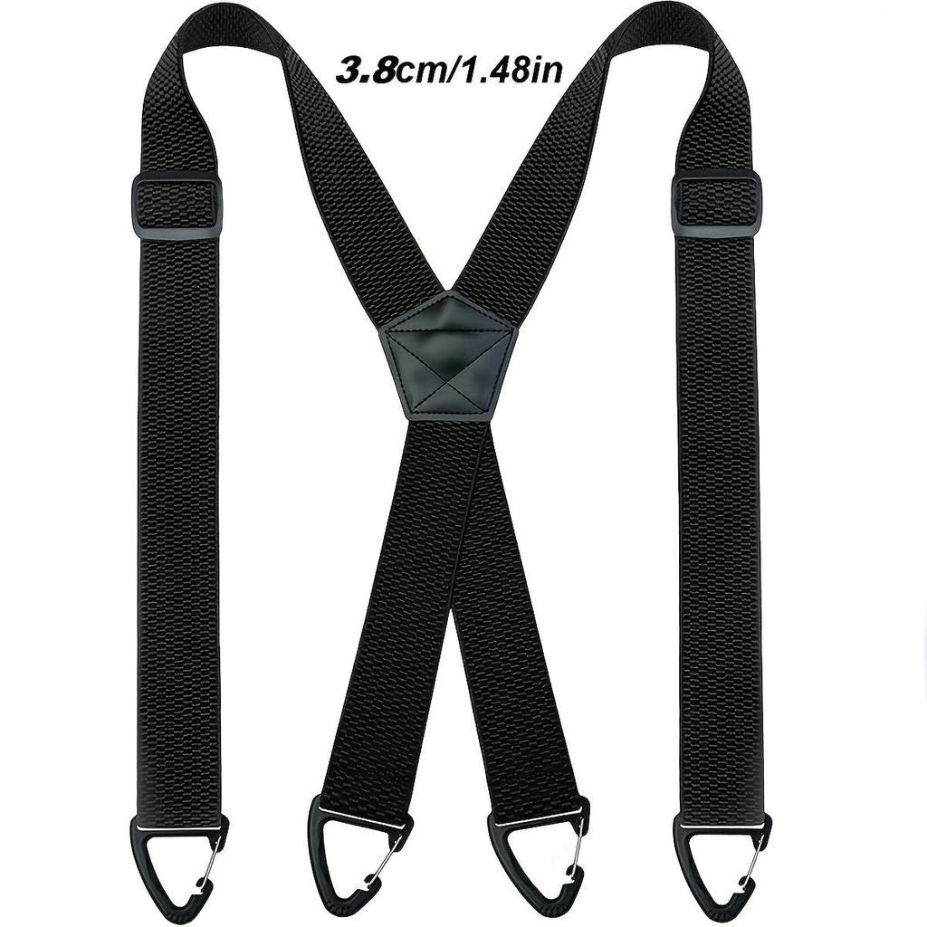 Adjustable Men's 3.8cm Wide X-Shaped Work Suspenders with 3 Clips