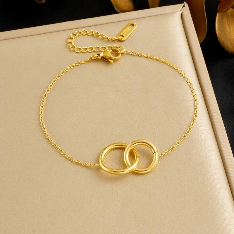 Gold Interlocking Circle Bracelet for Women