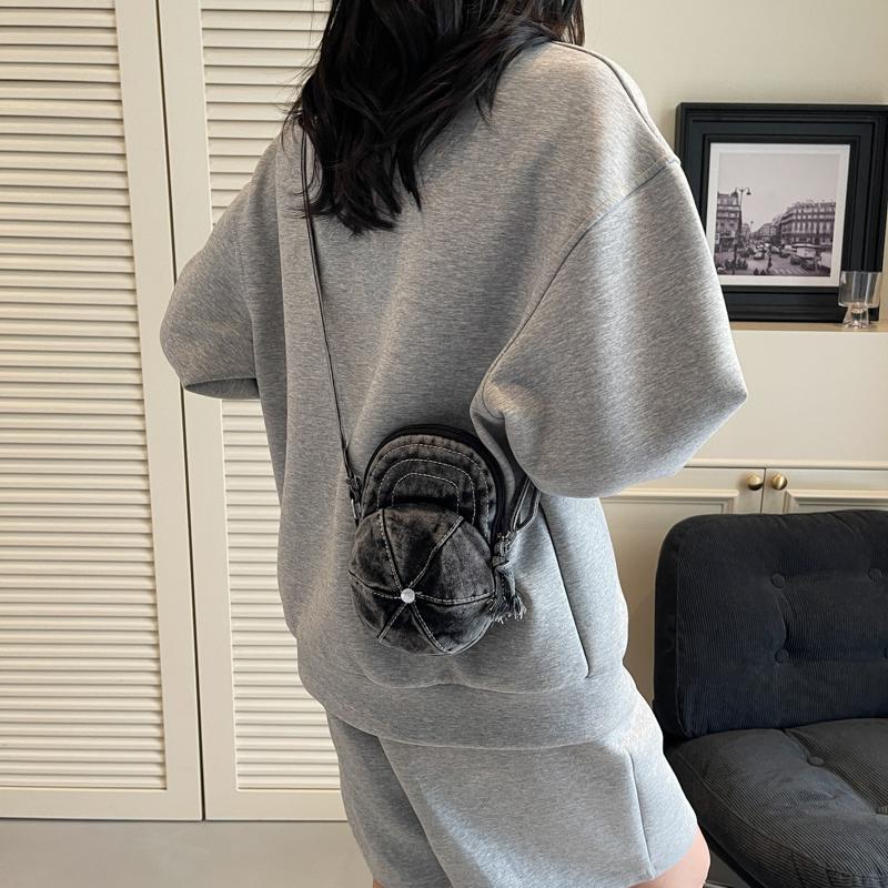 Small Mobile Phone Bag Hat Pattern Women's Shoulder Bag Mini Denim Crossbody Bag Coin Purse